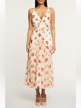 Cinq A Sept Floating Poppies Makaila Sleeveless Midi Dress